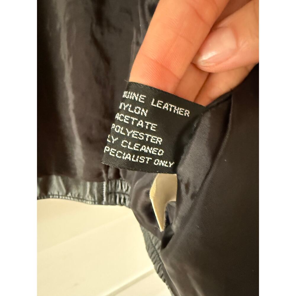 Vintage Black Genuine Leather Jacket Oversized 90s Minimal Beyond California L - Picture 10 of 12